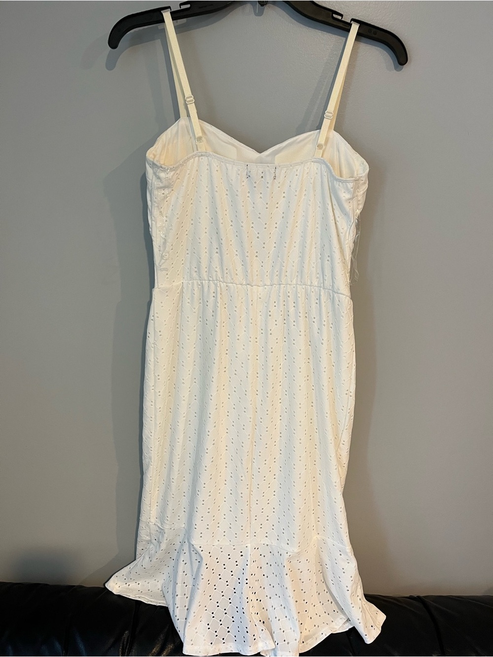 As U Wish White Eyelet Midi Dress with Flounce Hem - Picture 2 of 4